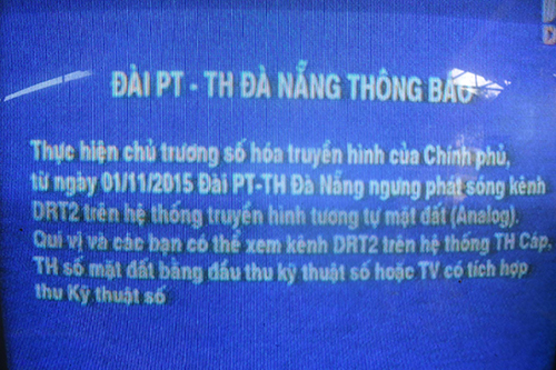 Thông báo ngừng phát sóng truyền hình tương tự mặt đất tại Đà Nẵng.