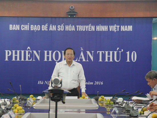 Thứ trưởng Bộ TT&TT Trương Minh Tuấn phát biểu tại Phiên họp lần thứ 10 của Ban chỉ đạo Đề án số hóa truyền hình Việt Nam.