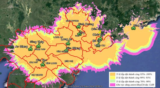 Vùng phủ sóng truyền hình số K33 của SDTV.